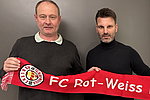 Christian Noll, Sportlicher Leiter des FC Rot-Weiss Koblenz, und der neue Cheftrainer Adrian Alipour (rechts)