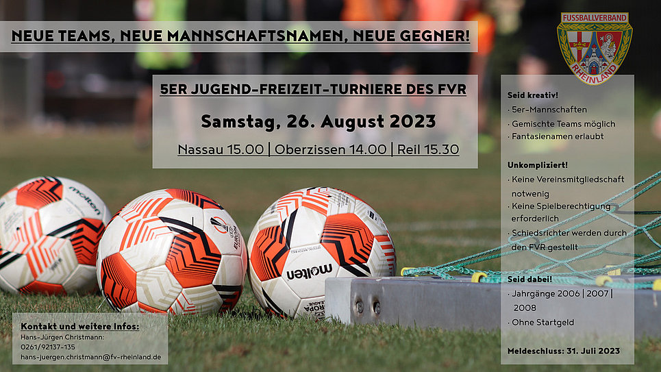 Zur Fußball-Saisoneröffnung: FV Rheinland bietet Jugendturniere an