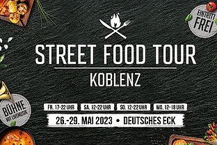 Vom 26. bis 29. Mai 2023 kommt die Street Food Tour über Pfingsten für 4 Tage zurück ans Deutsche Eck nach Koblenz.