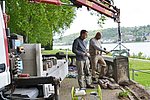 Restaurierung des Kaiserin-Augusta-Denkmals: Abbau der Brüstung für umfangreiche Sanierungsarbeiten