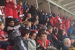 Ukrainische Flüchtlinge im Stadion